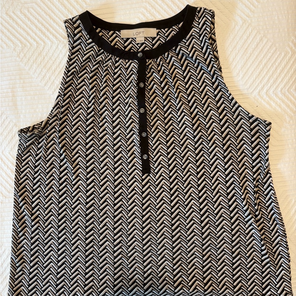 LOFT Monochrome Chevron Tank Top